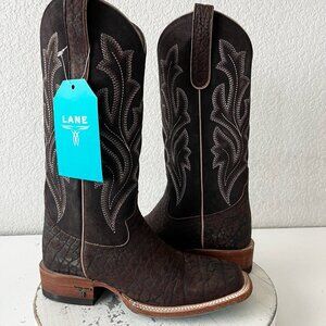 Lane SARATOGA Square Toe Cowboy Boots Dark Brown Western Cowgirl Mid Calf 6.5